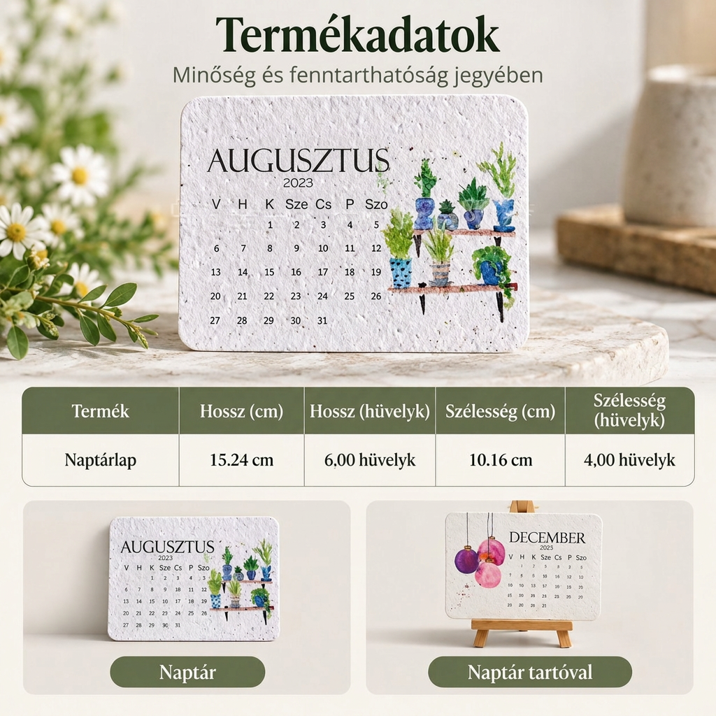 🍃 Elültethető „Timeless” magpapír naptár 2027