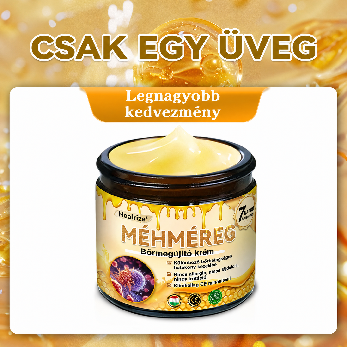 🐝💎 𝐇𝐞𝐚𝐥𝐫𝐢𝐳𝐞® Méhméreg Komplex Arckrém – A természetes bőrápolás új generációja hidratáltabb, simább és ragyogóbb bőrért 🌿✨