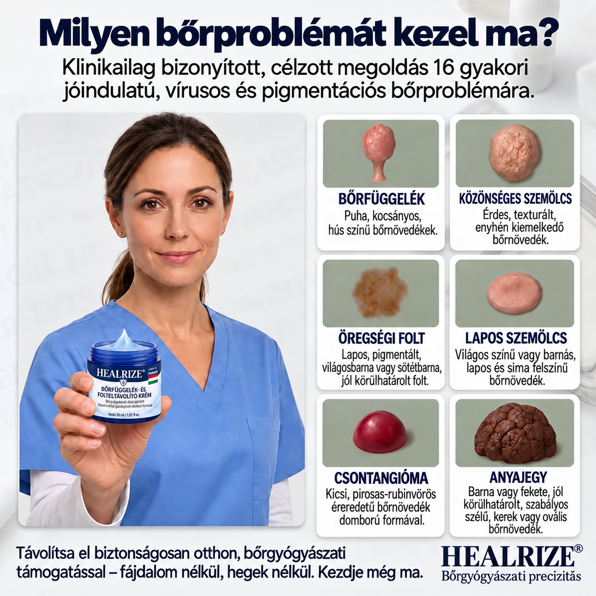 𝐇𝐞𝐚𝐥𝐫𝐢𝐳𝐞®🍄8️⃣ 7 napos krém bőrkinövések és pigmentfoltok ellen (fájdalommentes formula – hegmentes)🌿